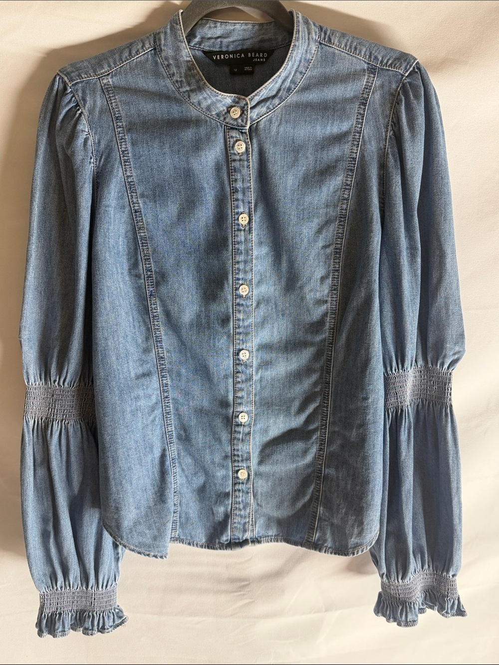 Veronica Beard Light Denim Button-Front Blouse
